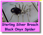 Sterling Silver Broach Black Onyx Spider